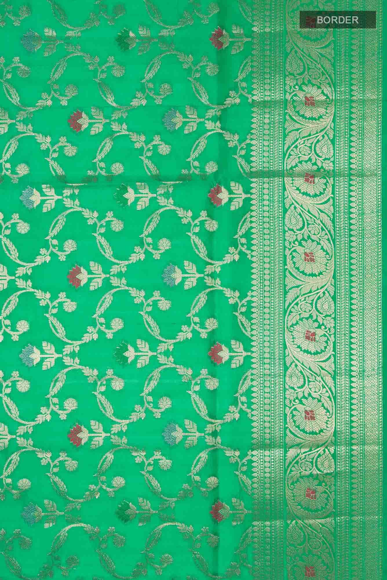 Green Banarasi Raw Silk Saree