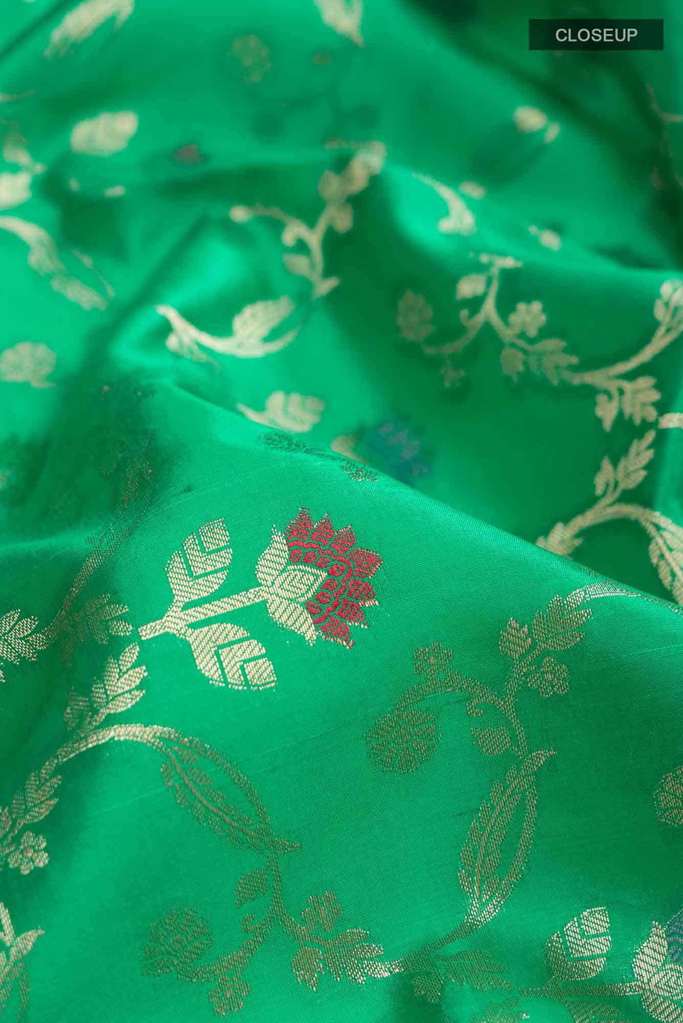 Green Banarasi Raw Silk Saree