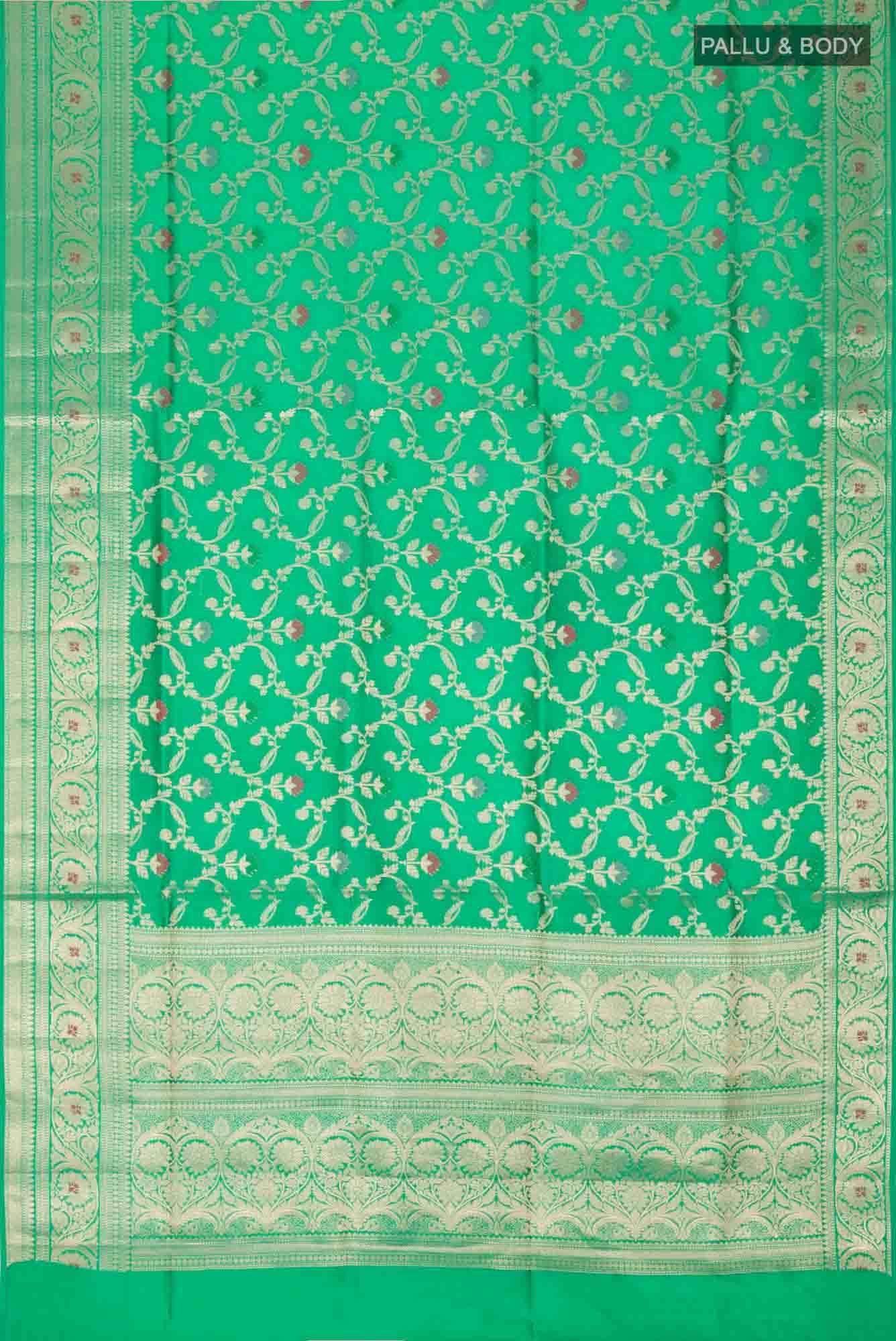 Green Banarasi Raw Silk Saree