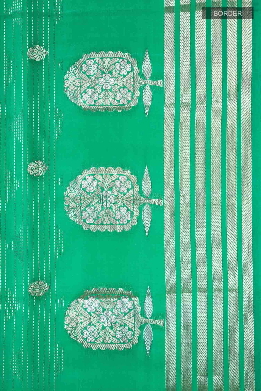 Green Banarasi Raw Silk Saree