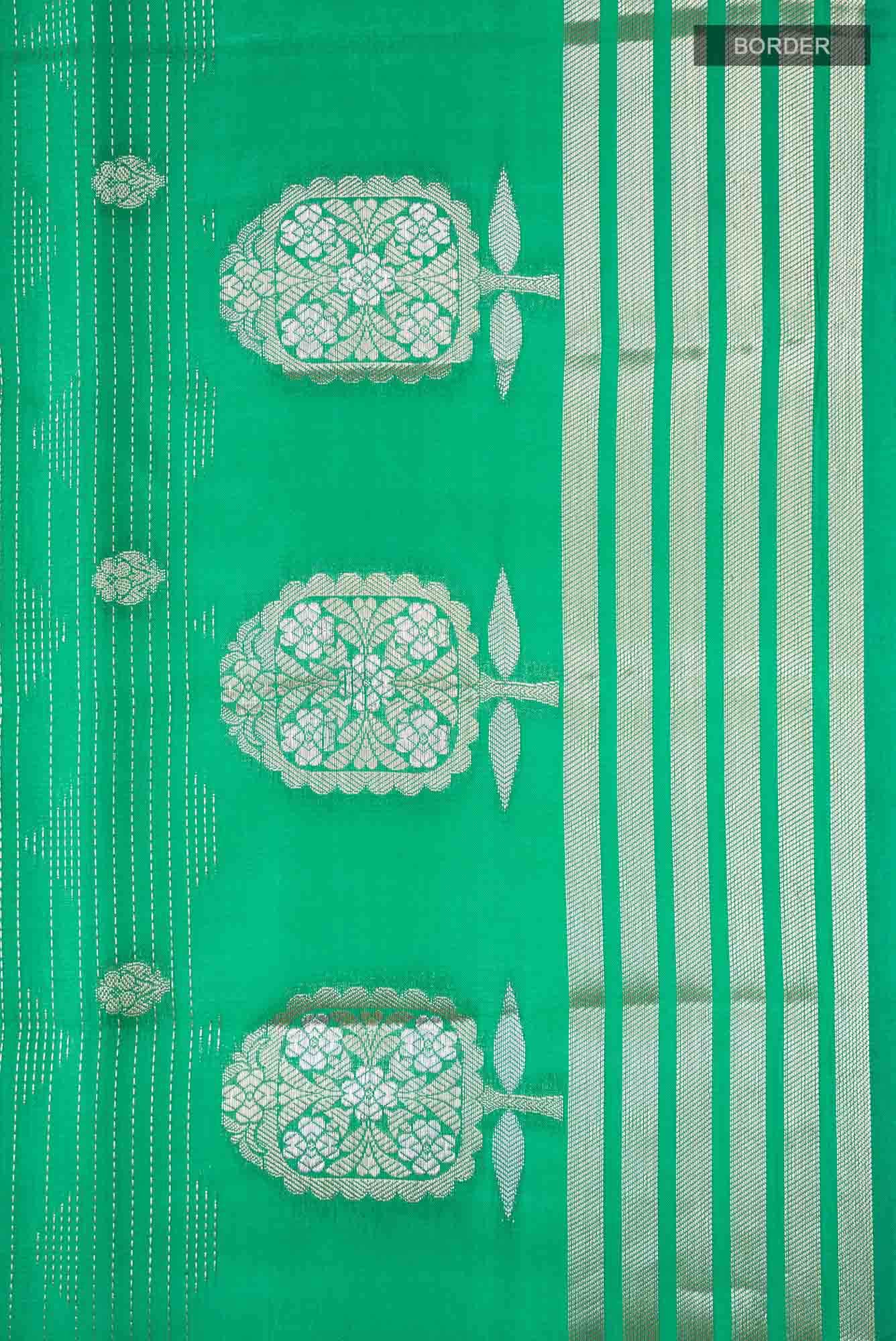 Green Banarasi Raw Silk Saree
