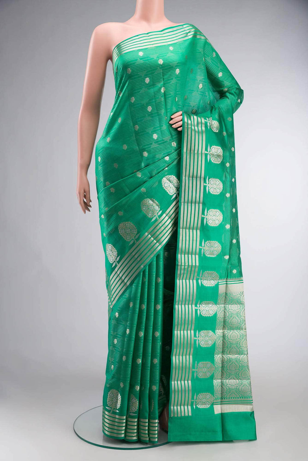 Green Banarasi Raw Silk Saree