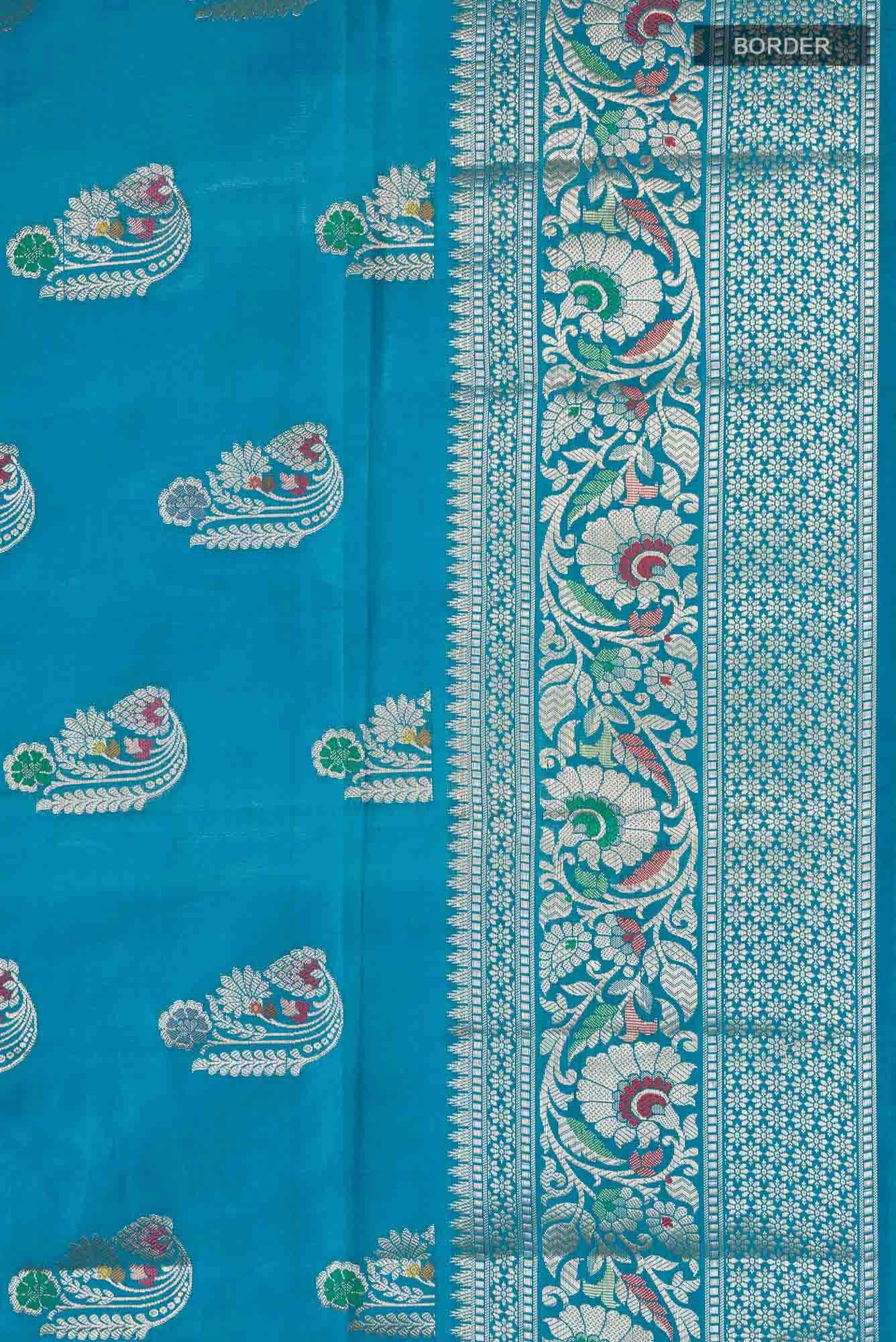 Blue Banarasi Raw Silk Saree