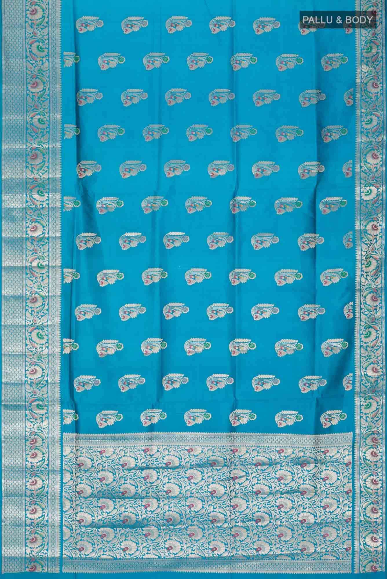 Blue Banarasi Raw Silk Saree