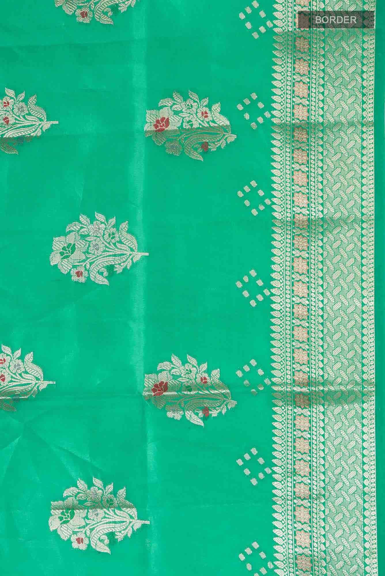 Green Banarasi Raw Silk Saree