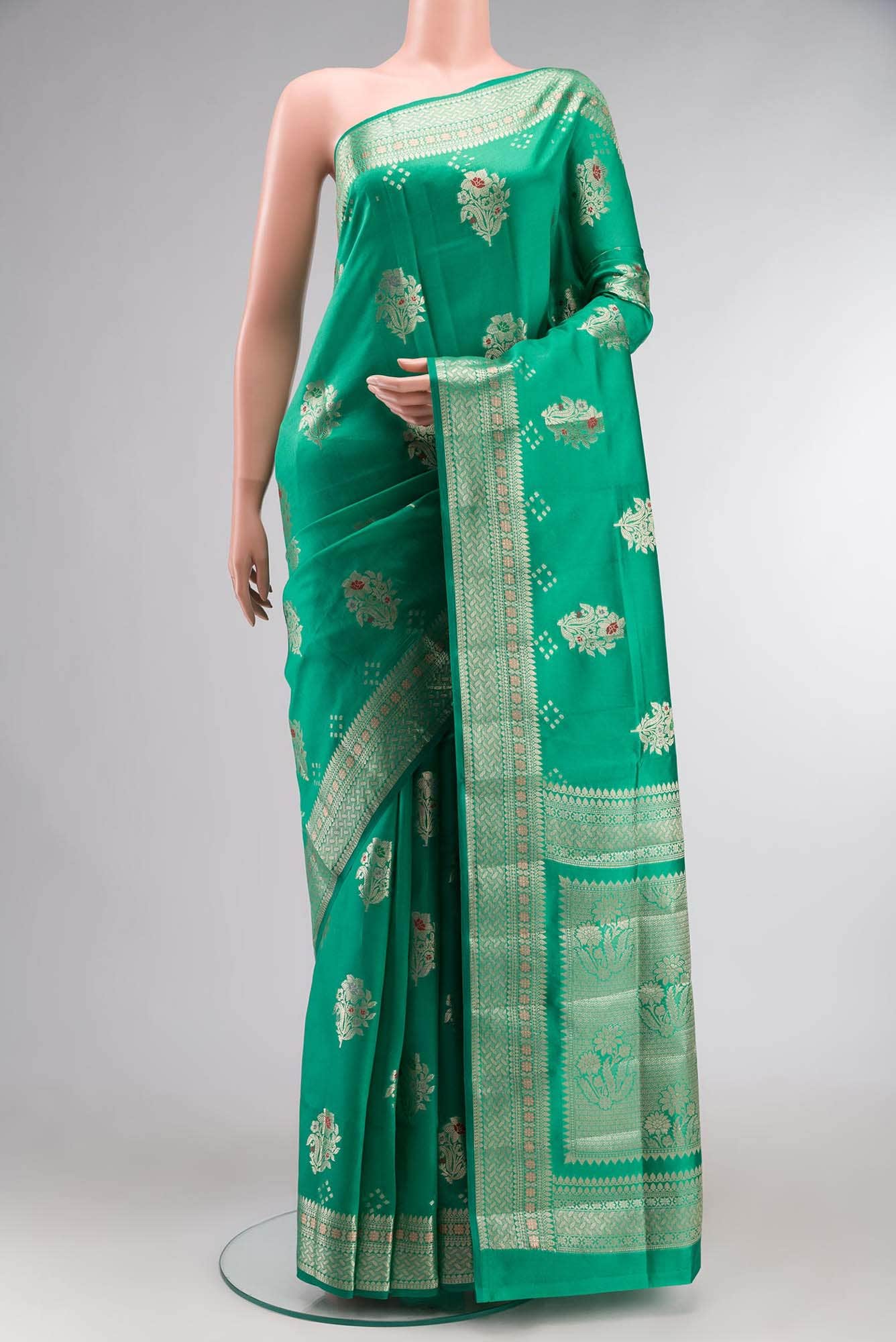 Green Banarasi Raw Silk Saree