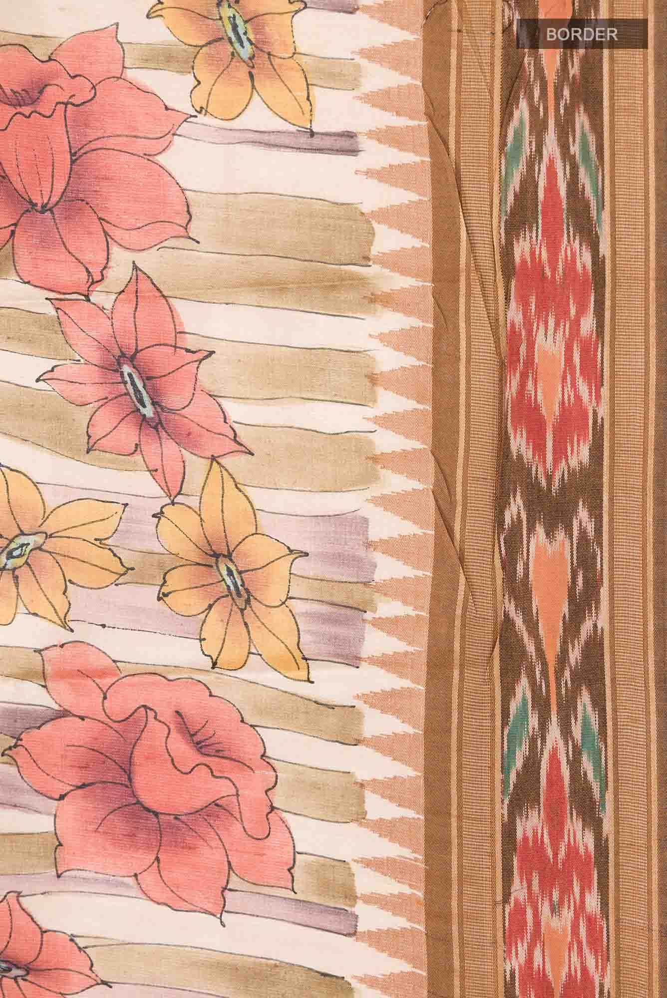 Beige Bhagalpuri Tussar Silk Saree