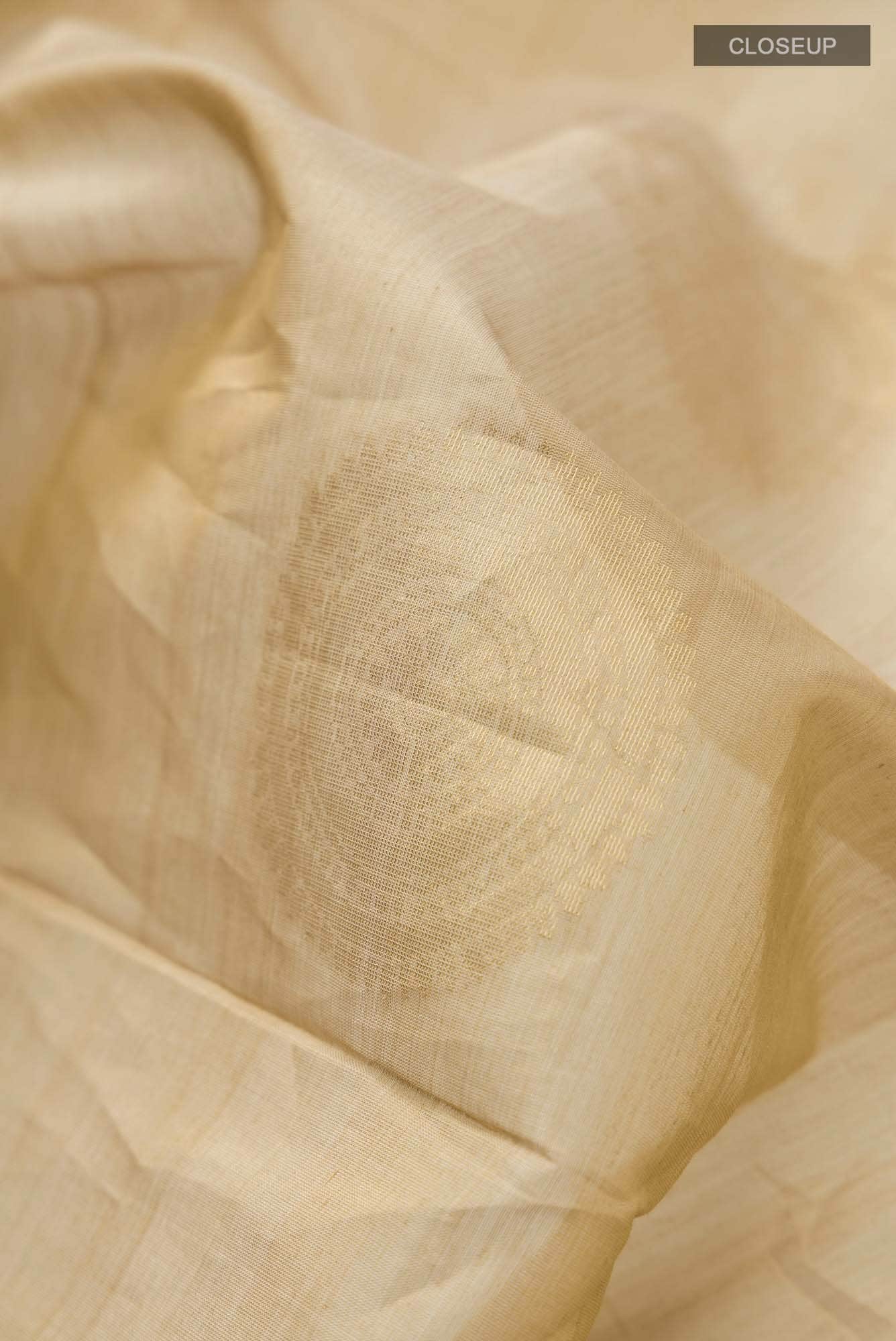 Beige Silk Cotton Saree