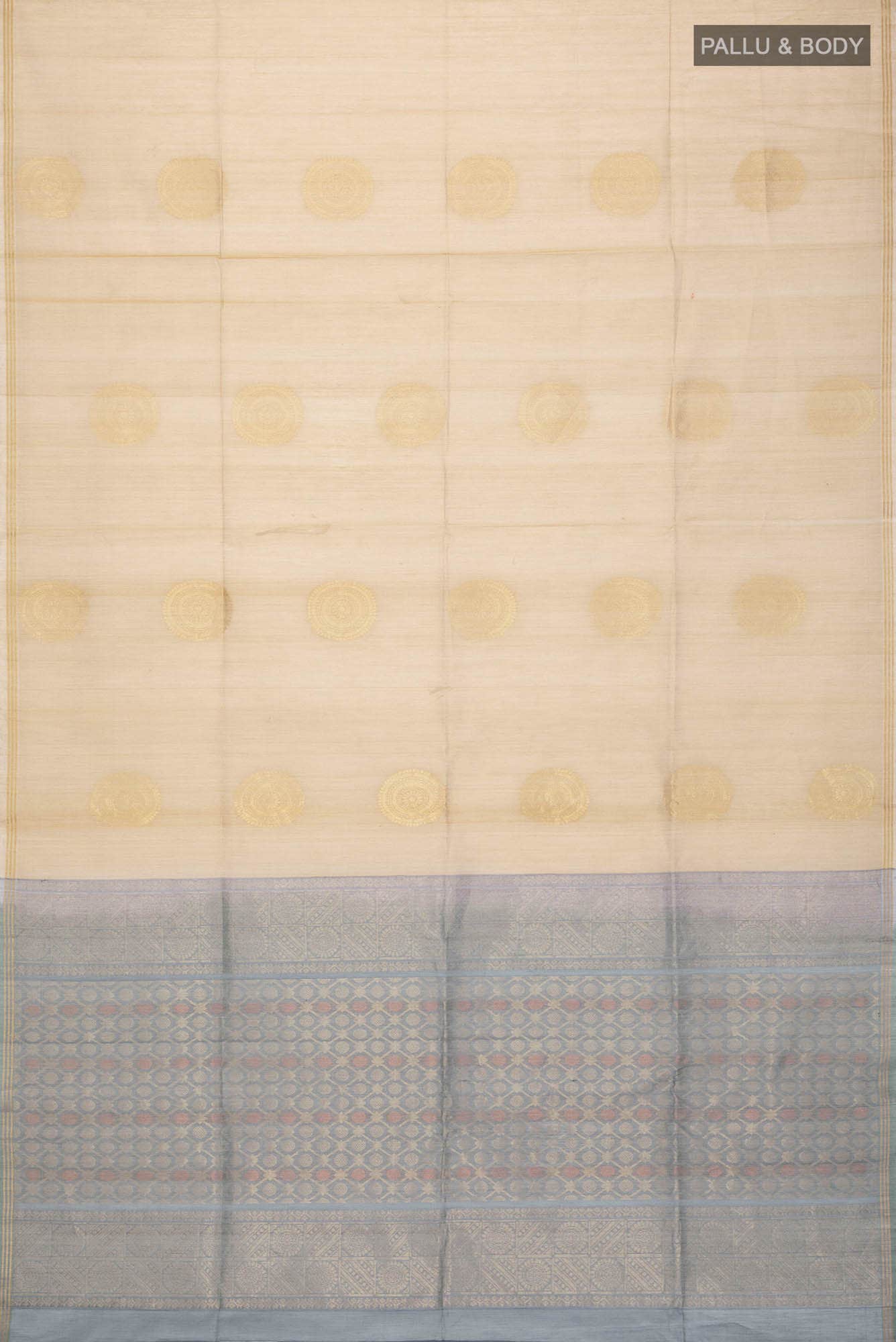 Beige Silk Cotton Saree