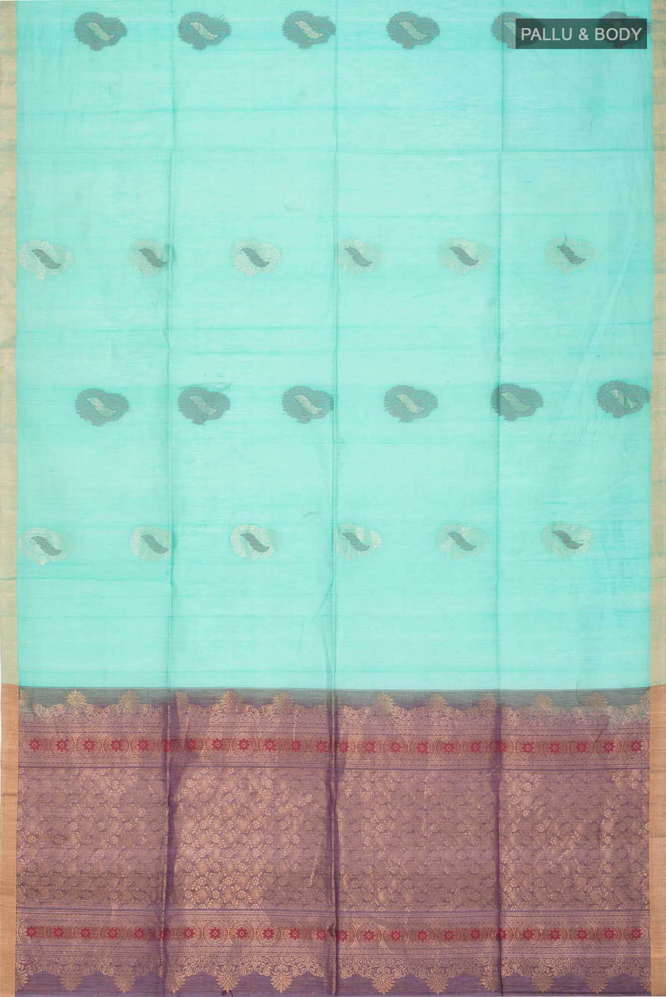 Turquoise Silk Cotton Saree