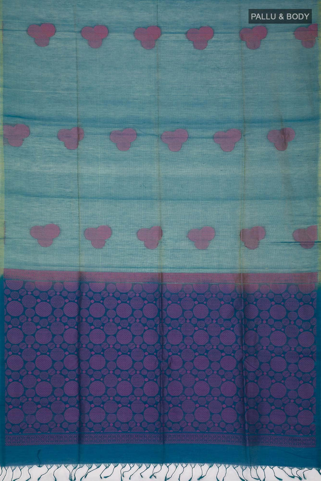 Blue with Yellow Dual Tone Silk Cotton Saree