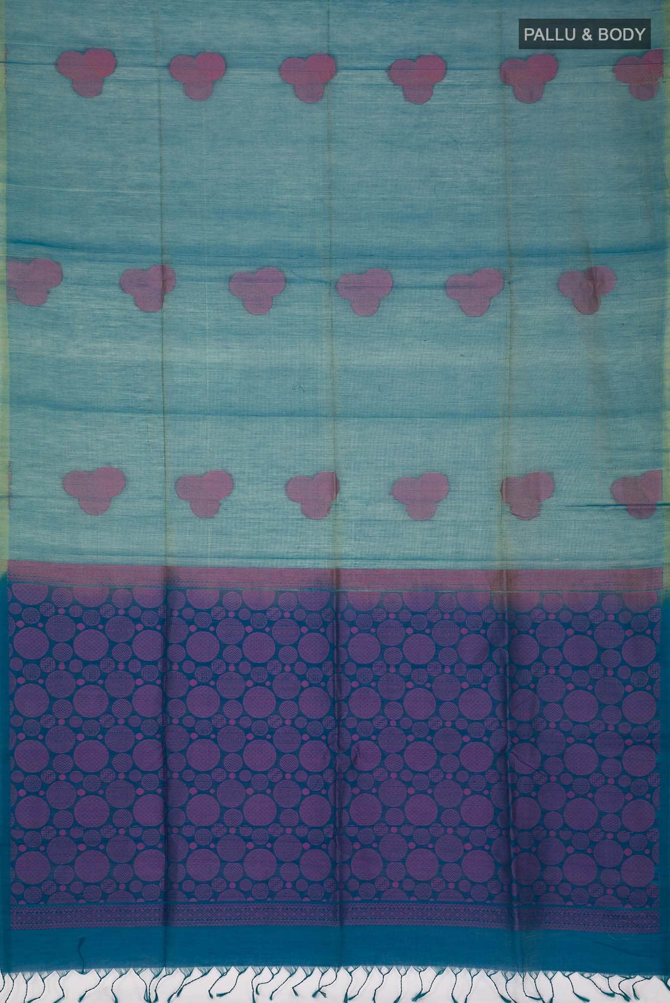 Blue with Yellow Dual Tone Silk Cotton Saree