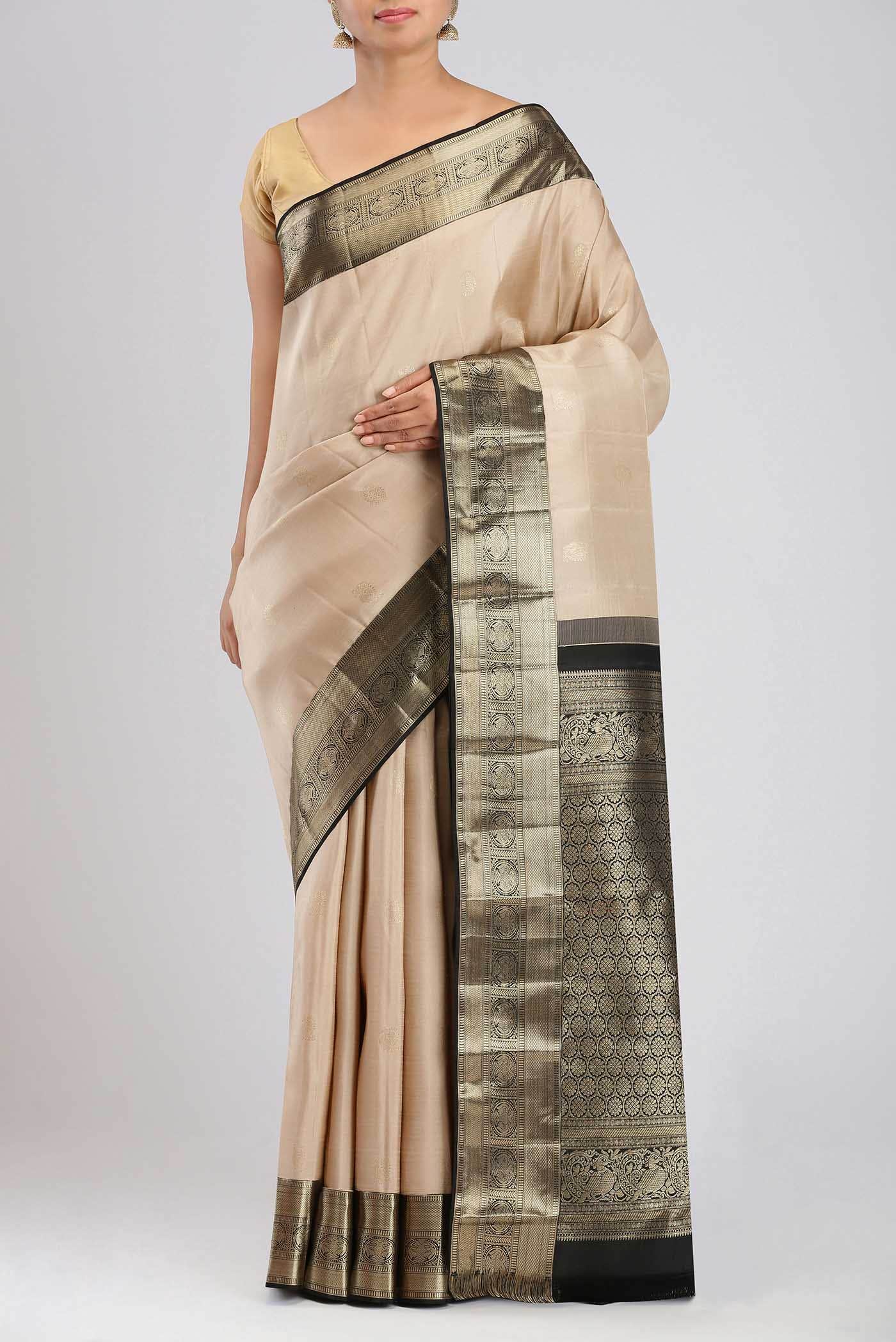 Beige Kanchipuram Silk Saree