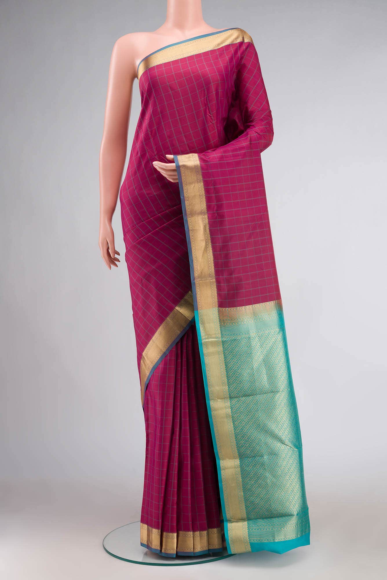 Dark Pink Kanchipuram Silk Saree