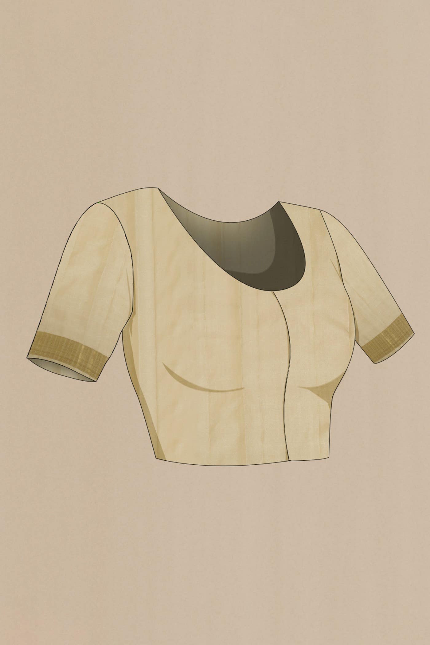 Beige Kanchipuram Silk Saree
