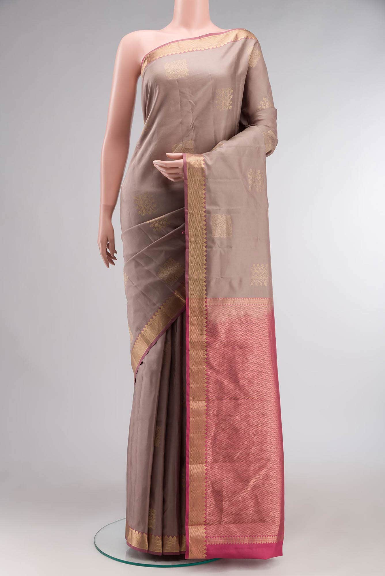Beige Kanchipuram Silk Saree