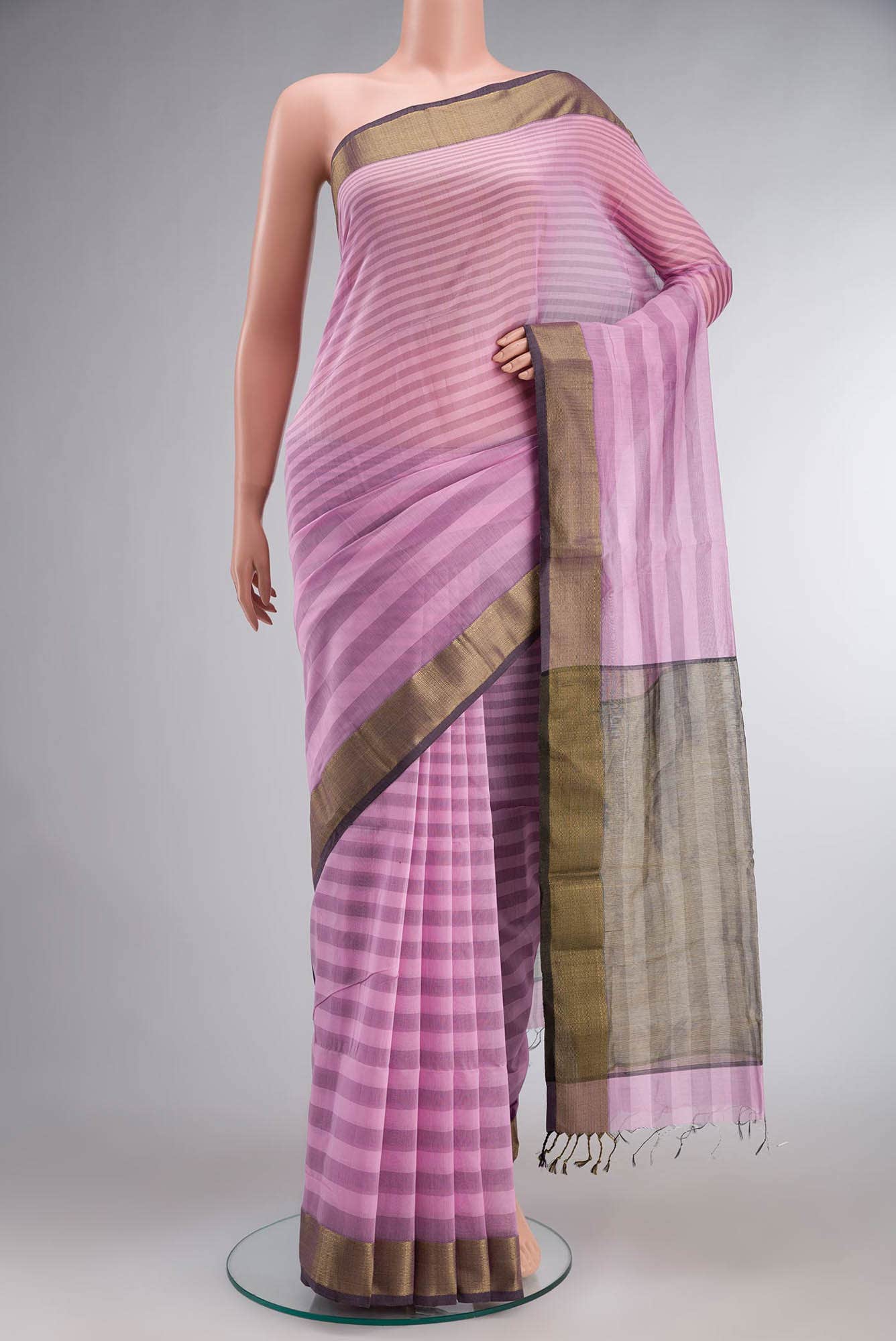 Pink Maheshwari Silk Cotton Saree