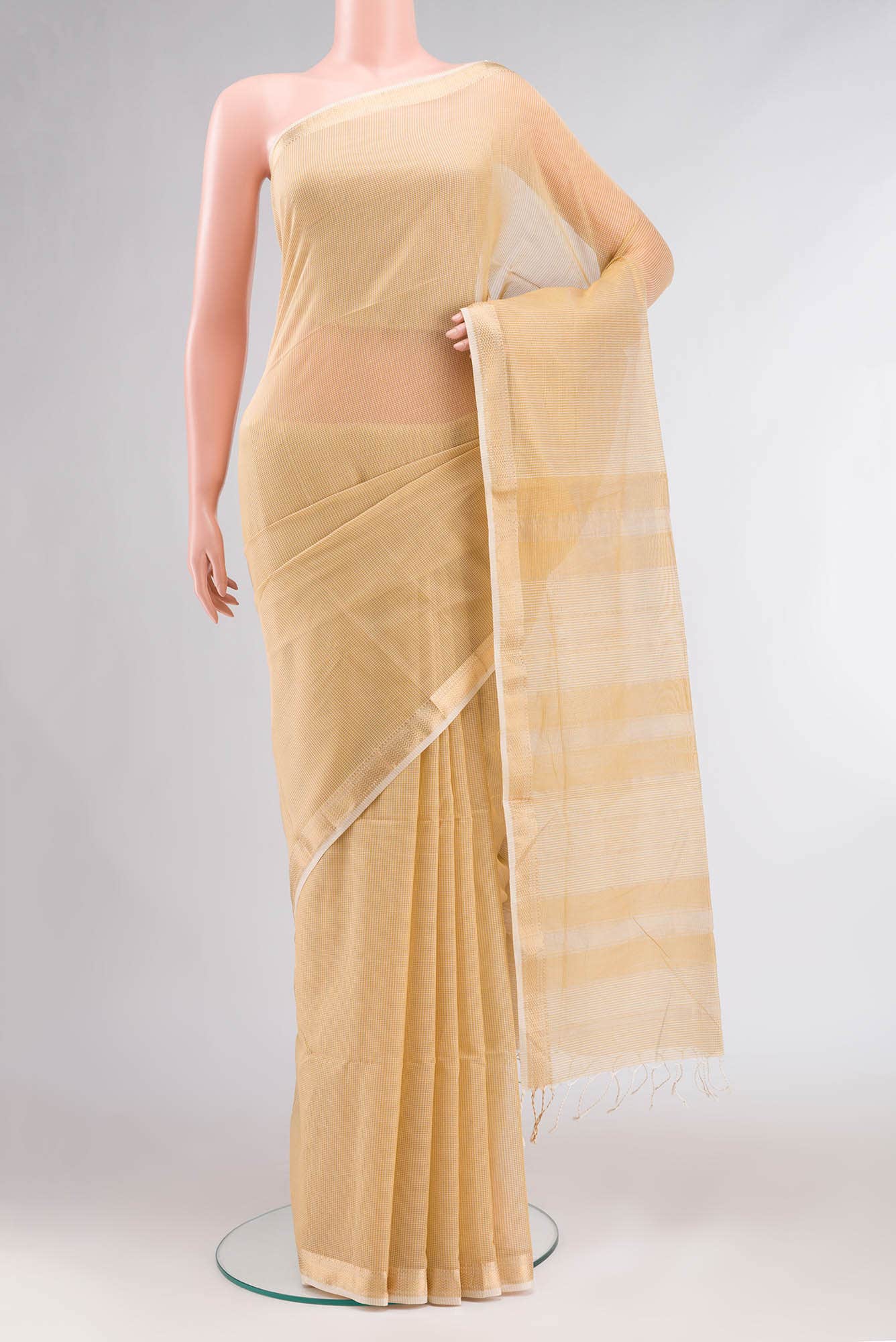 Mustard Maheshwari Silk Cotton Saree