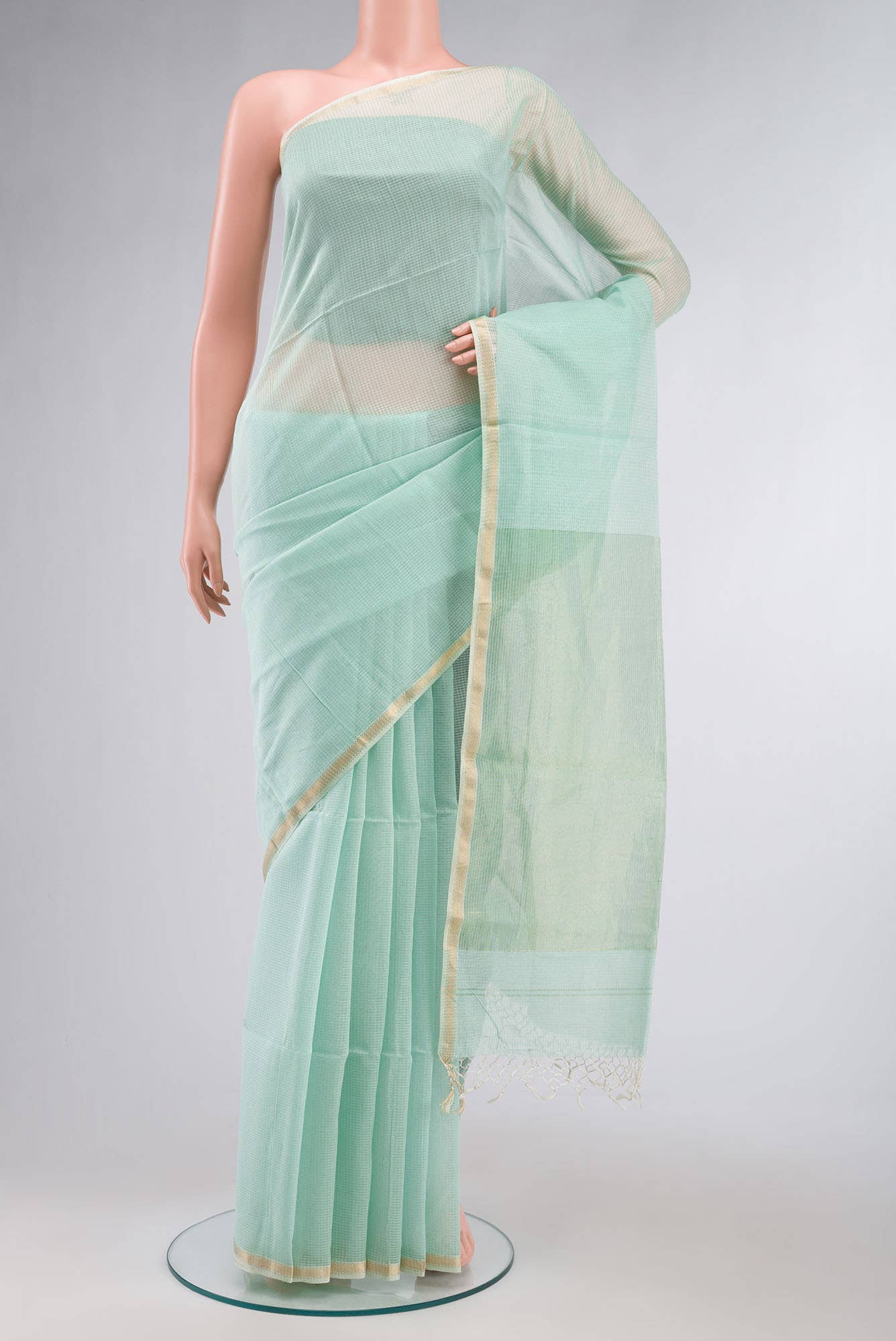Mint Green Maheshwari Silk Cotton Saree