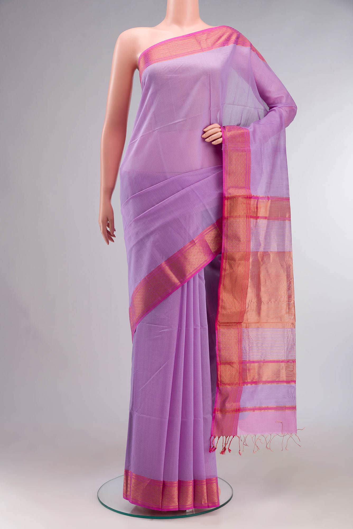 Lavender Maheshwari Silk Cotton Saree