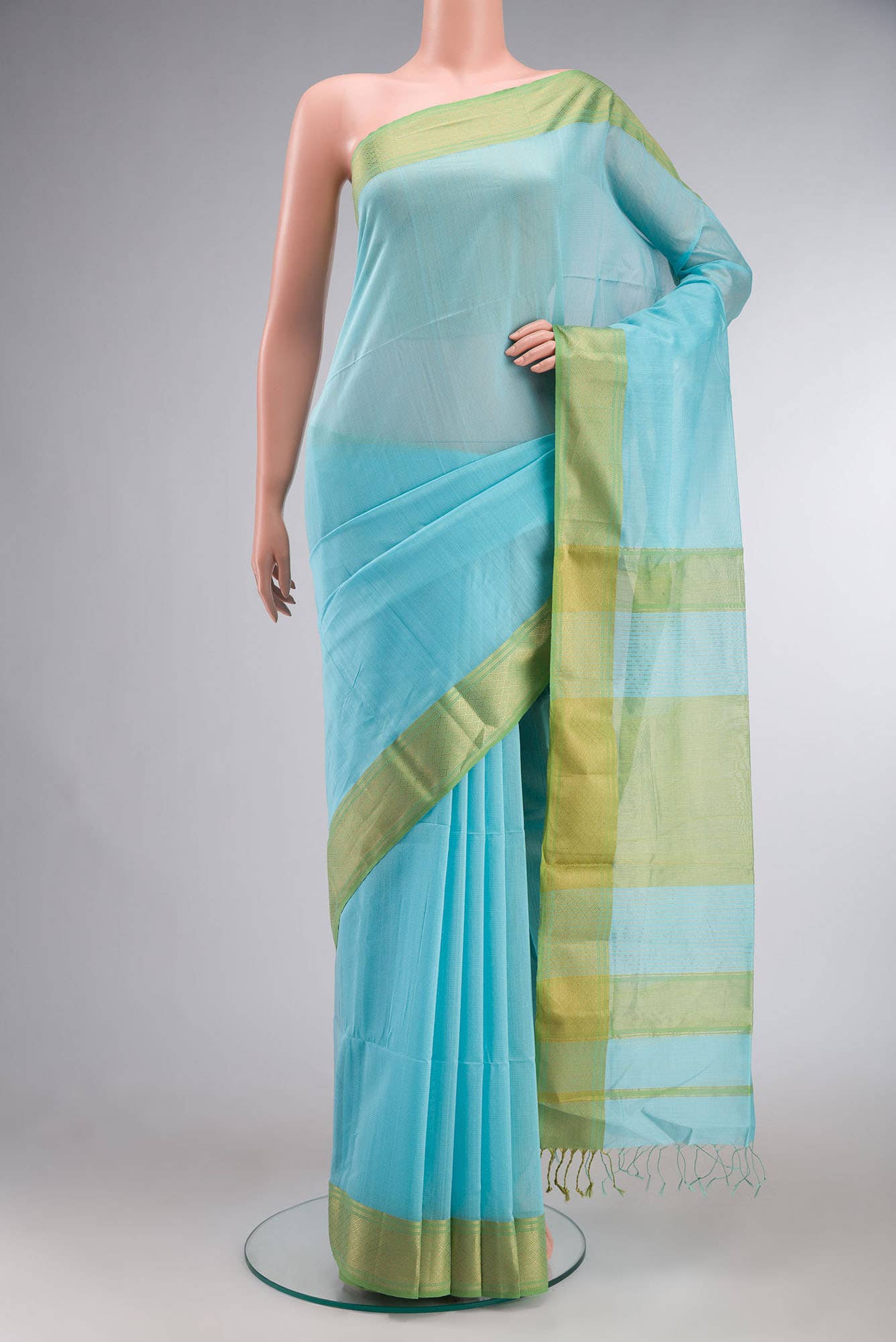 Blue Maheshwari Silk Cotton Saree