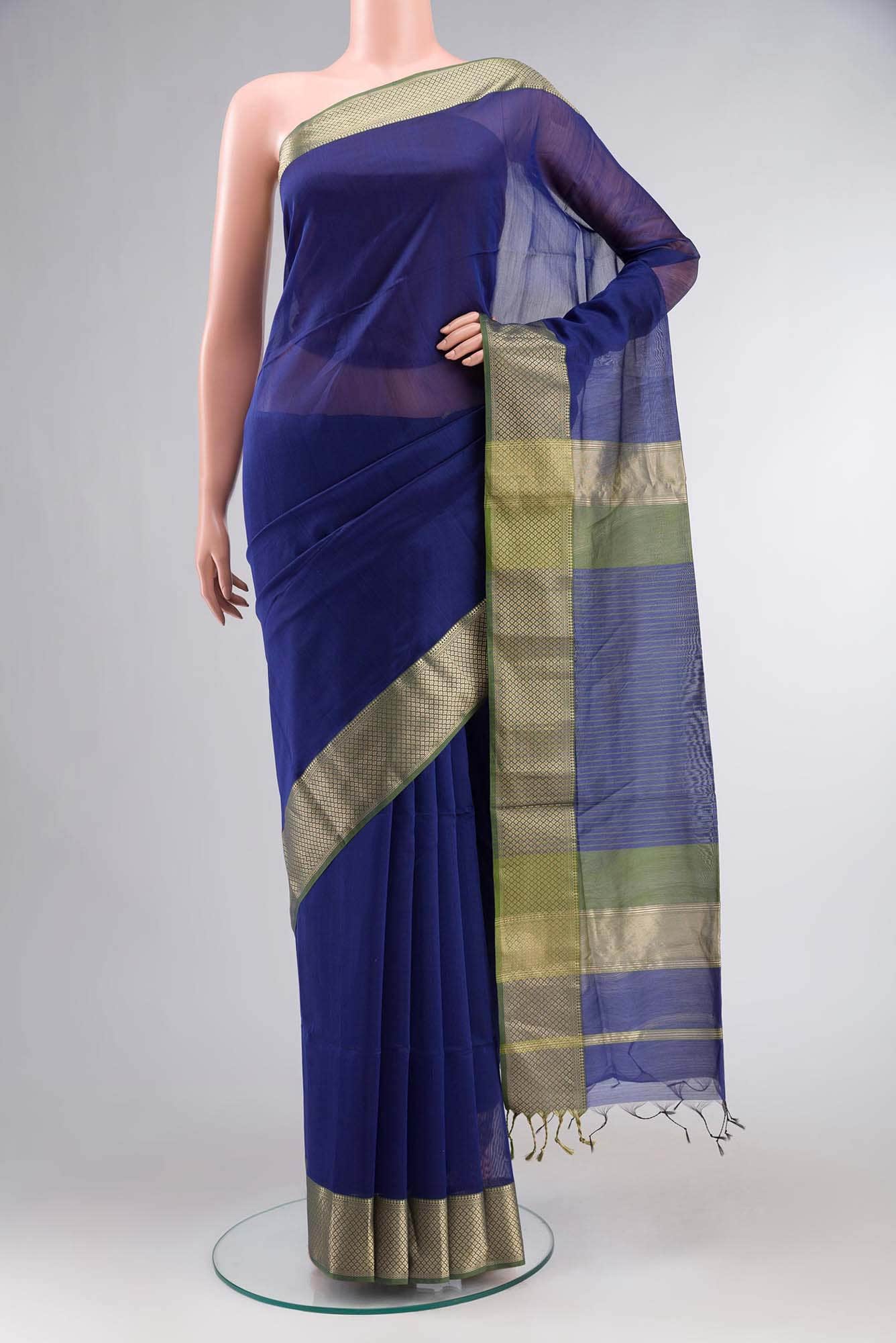 Blue Maheshwari Silk Cotton Saree