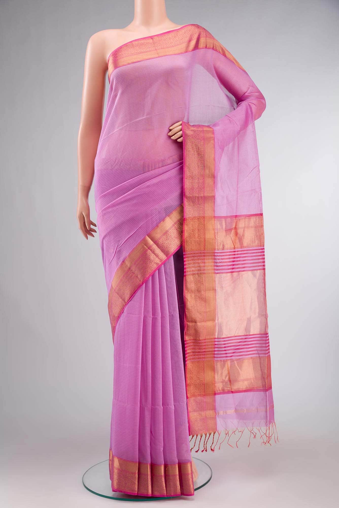 Lavender Maheshwari Silk Cotton Saree