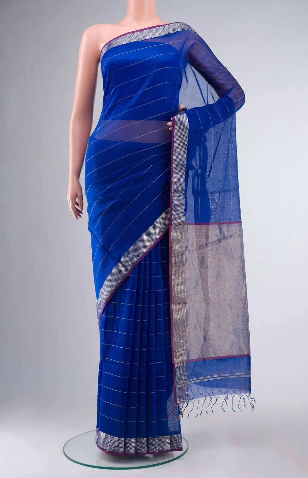 Royal Blue Blended Maheshwari Silk Cotton Saree