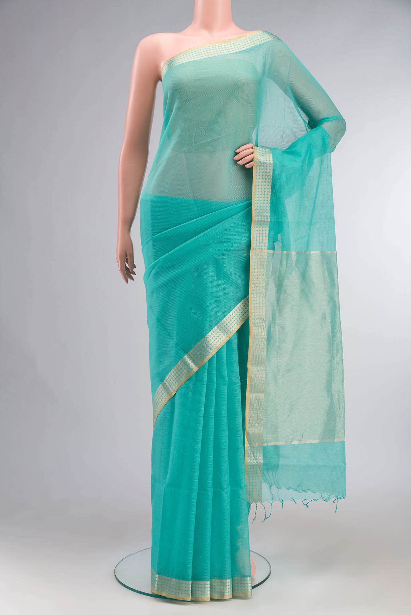 Green Maheshwari Silk Cotton Saree