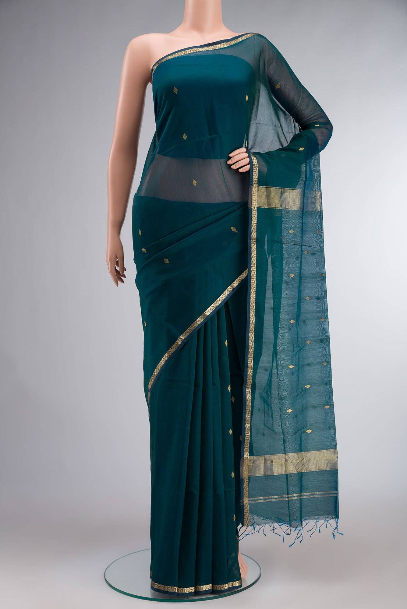 Blue Maheshwari Silk Cotton Saree