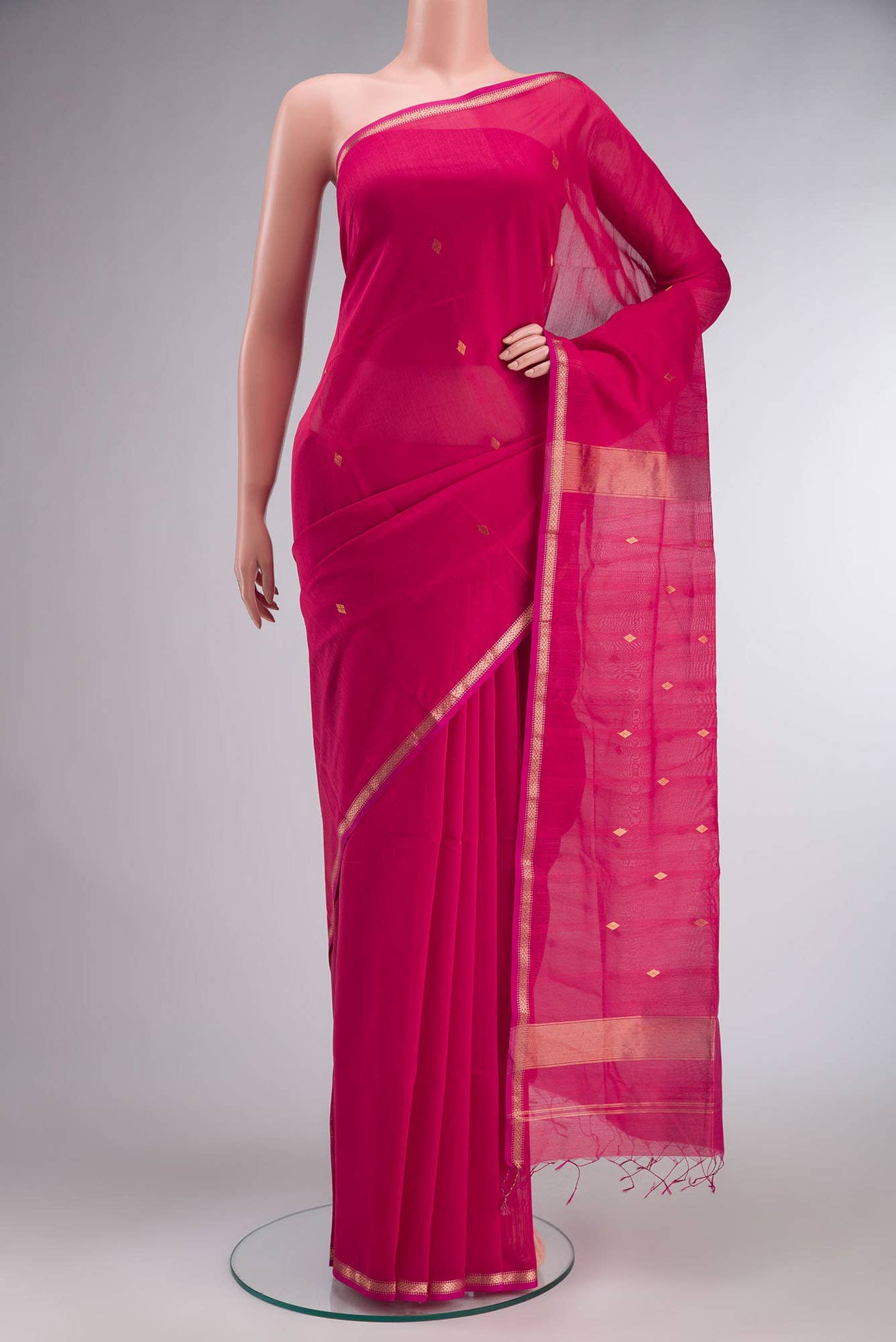 Red Maheshwari Silk Cotton Saree