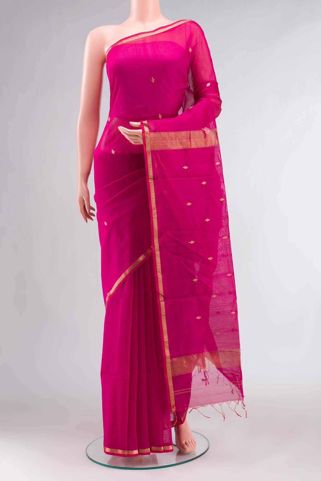 Pink Maheshwari Silk Cotton Saree