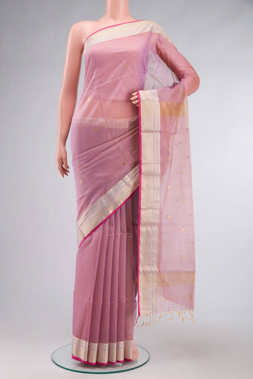 Lavender Maheshwari Silk Cotton Saree