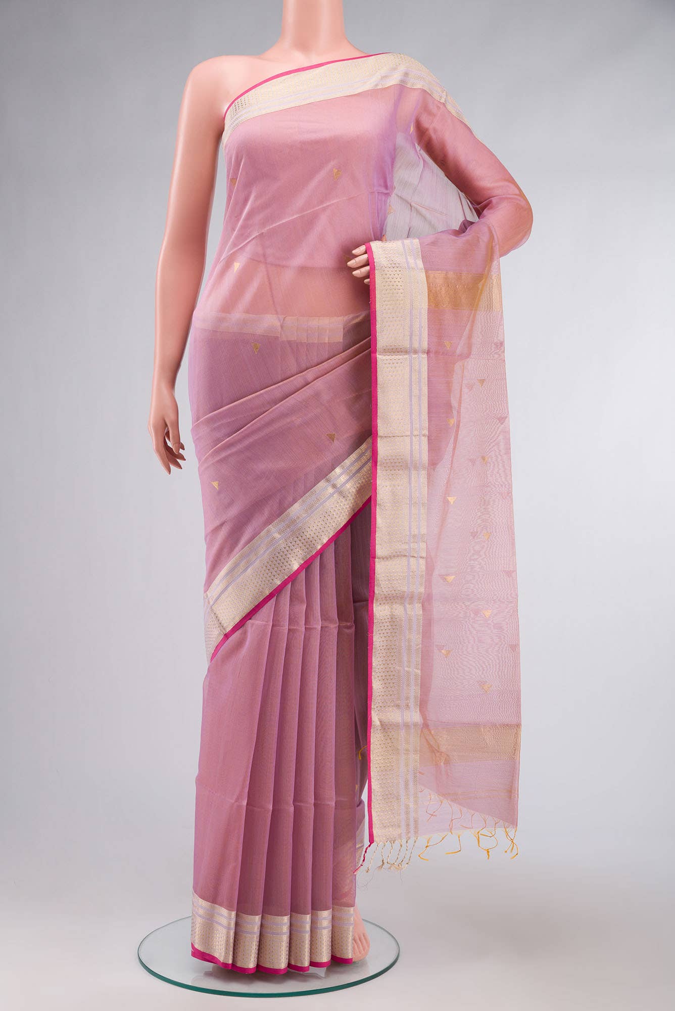Lavender Maheshwari Silk Cotton Saree
