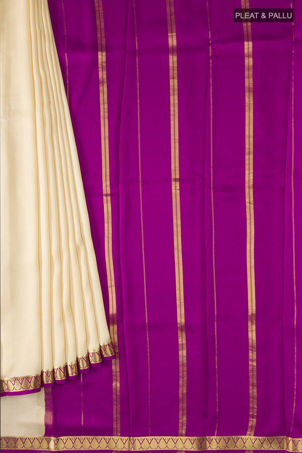 Pure Silk Pure Zari Sandal Mysore Crepe Saree