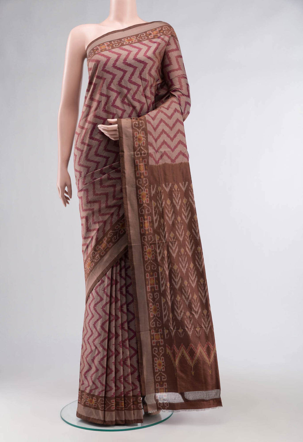 Brown Pochampally Silk Saree