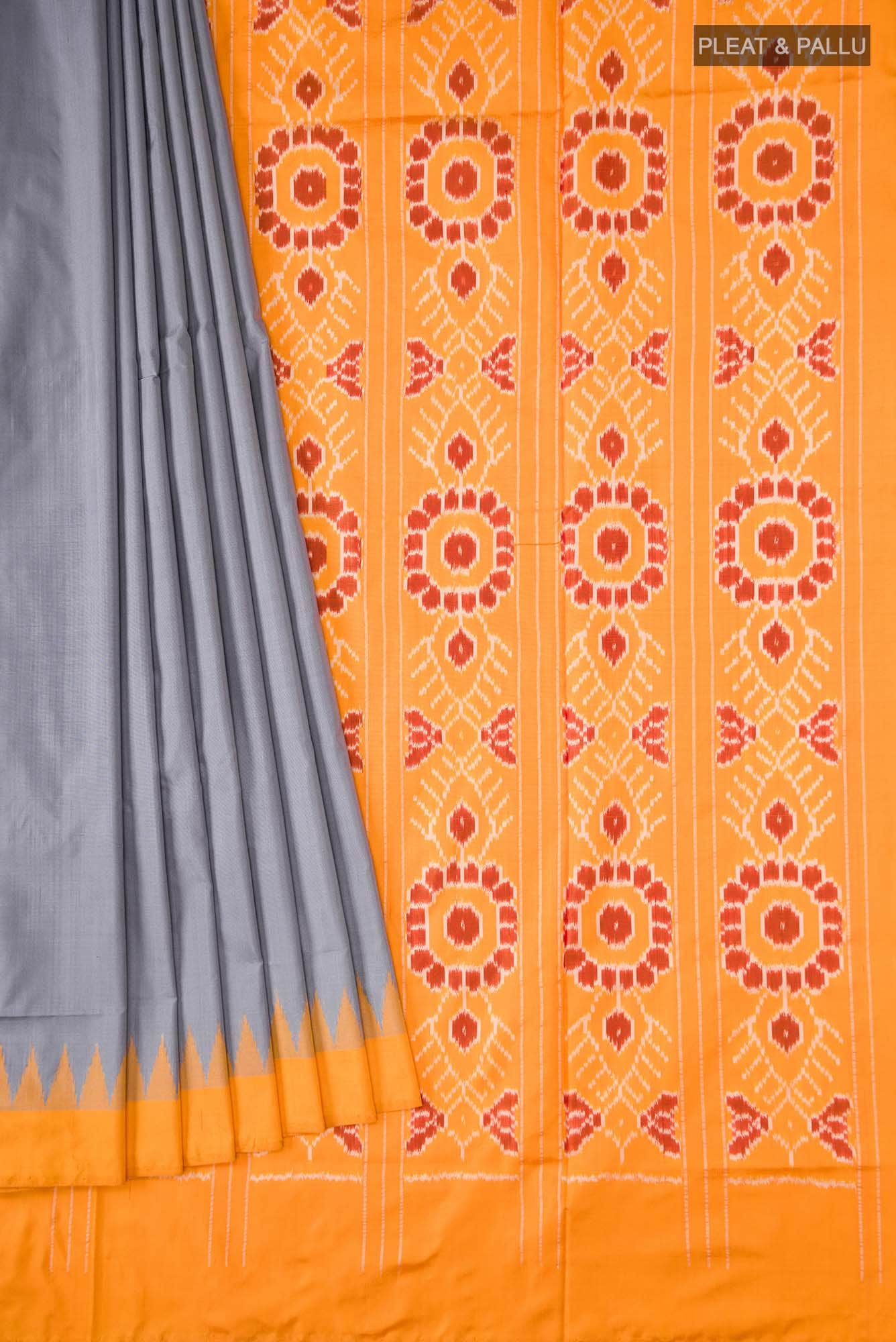 Grey Pochampally Silk Saree