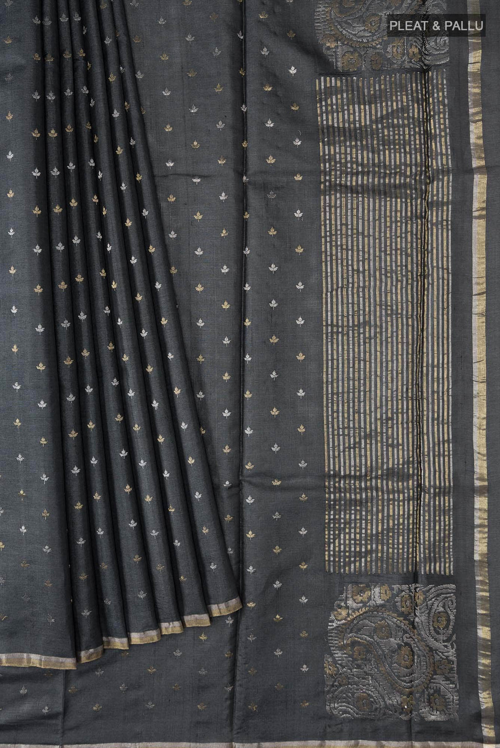 Black Bhagalpuri Tussar Silk Saree