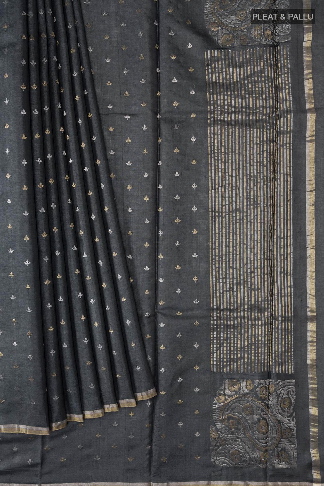 Black Bhagalpuri Tussar Silk Saree