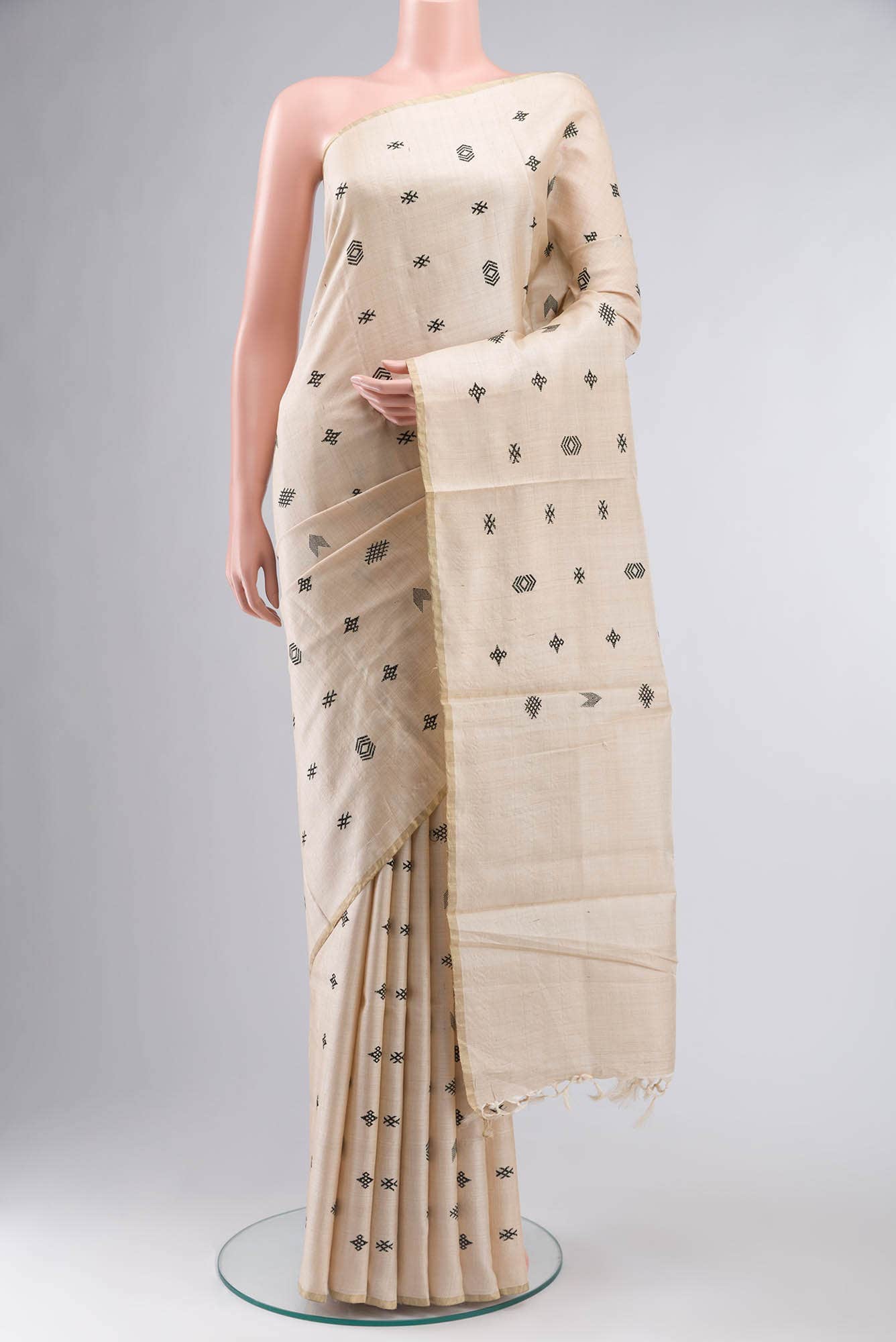Beige MP Tussar Saree