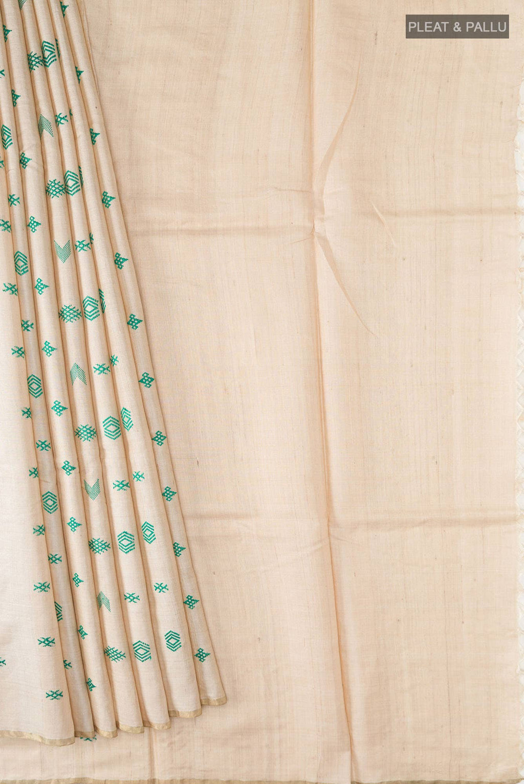 Beige Bhagalpuri Tussar Silk Saree