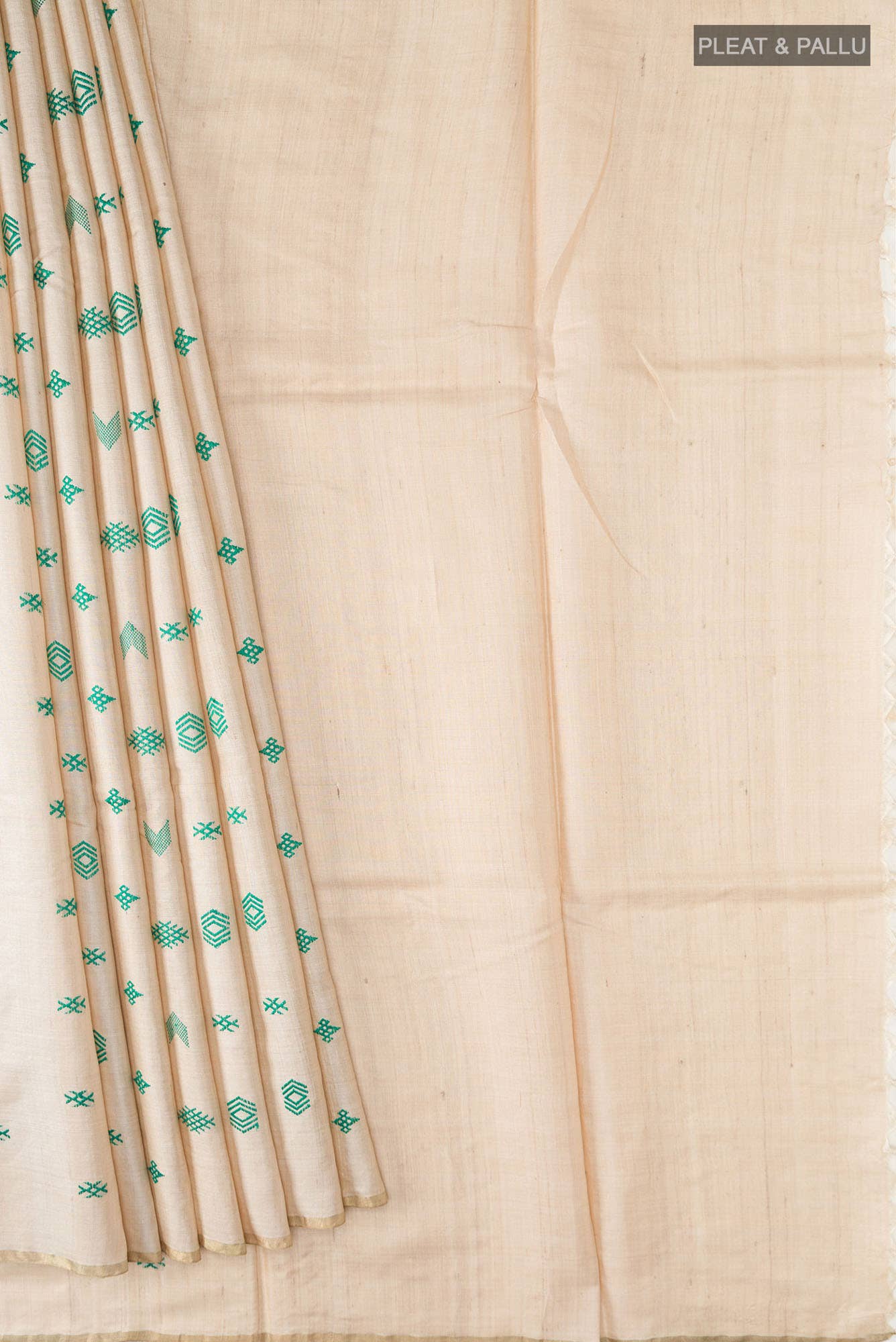 Beige Bhagalpuri Tussar Silk Saree