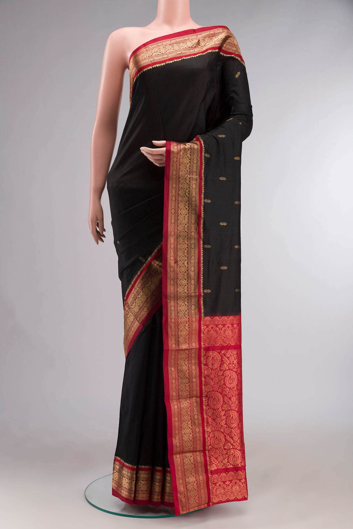 Black Bangalore Silk Saree