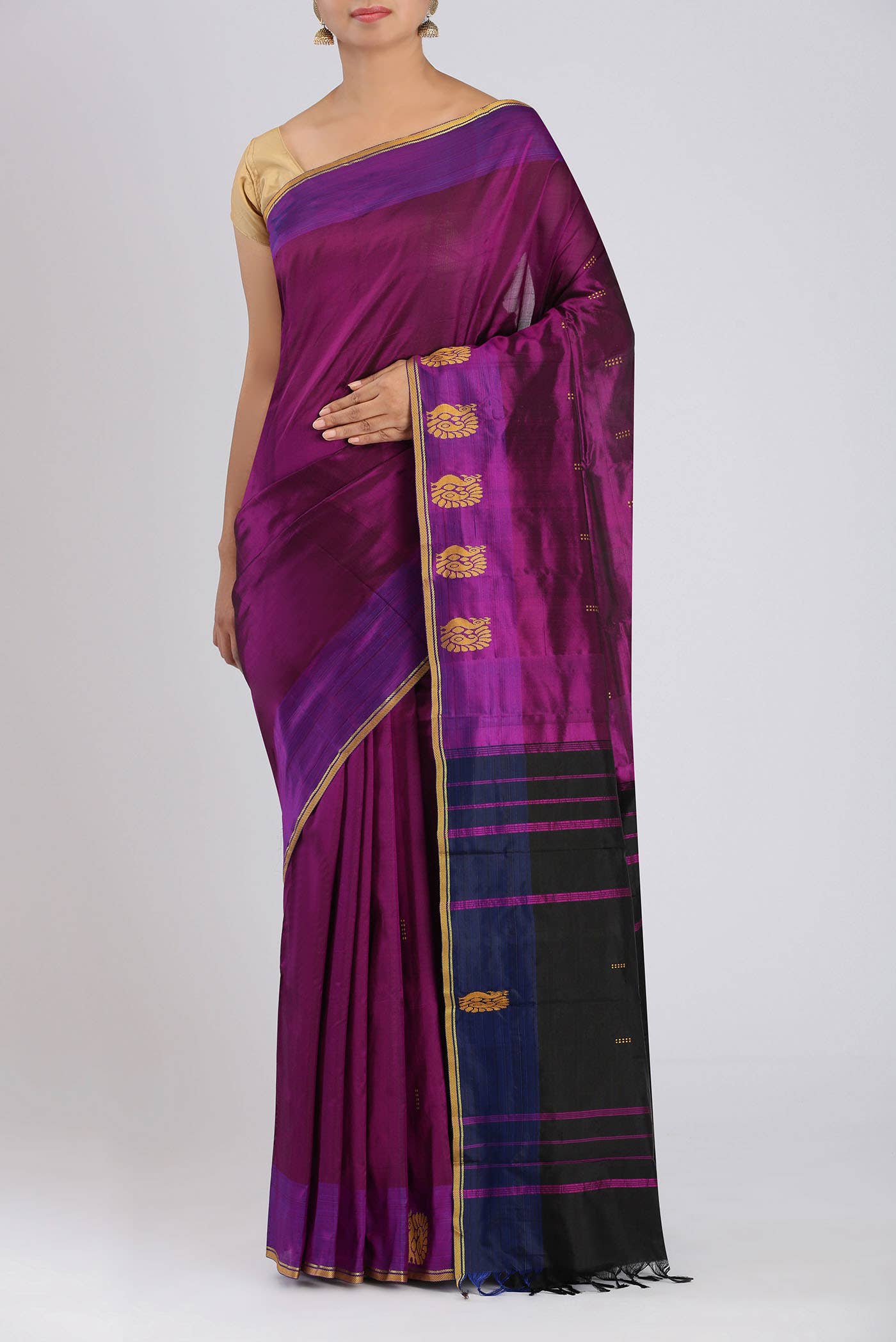 Purple Kanchipuram Silk Saree