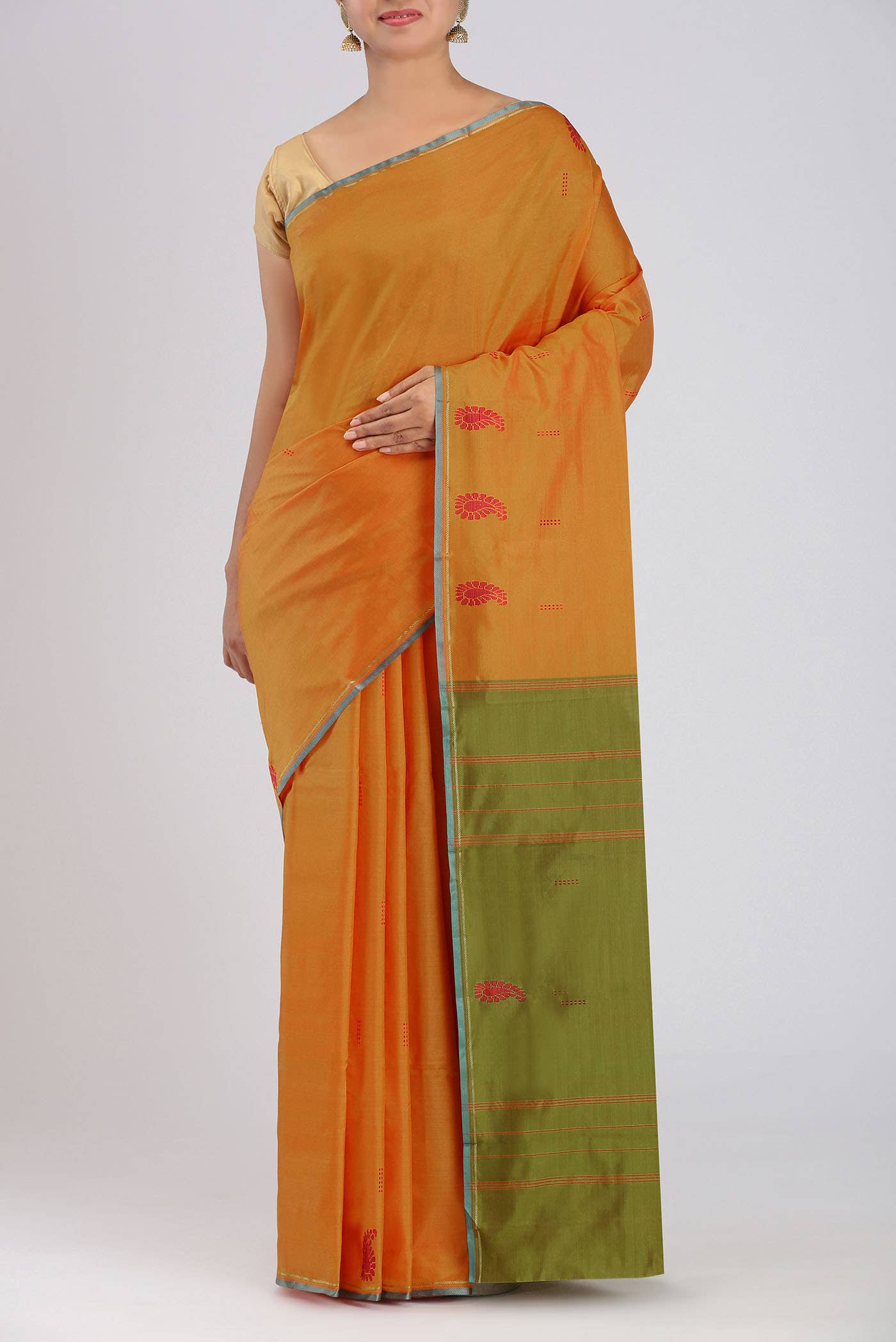 Mustard Kanchipuram Silk Saree