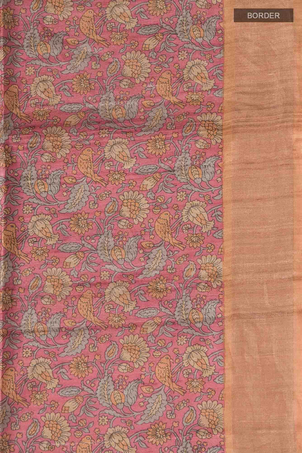 Coral Bhagalpuri Tussar Silk Saree