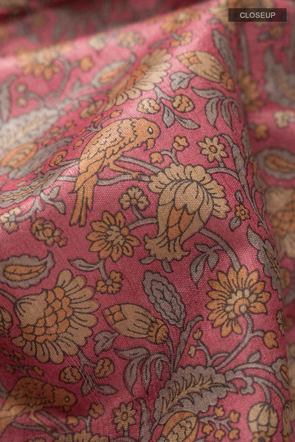 Coral Bhagalpuri Tussar Silk Saree