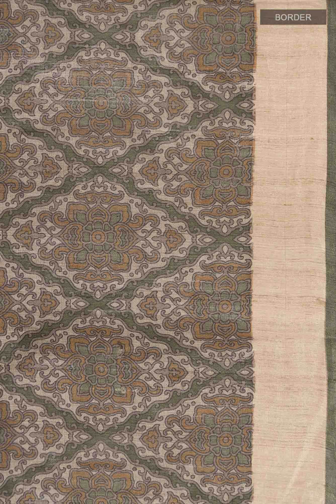 Green Bhagalpuri Tussar Silk Saree