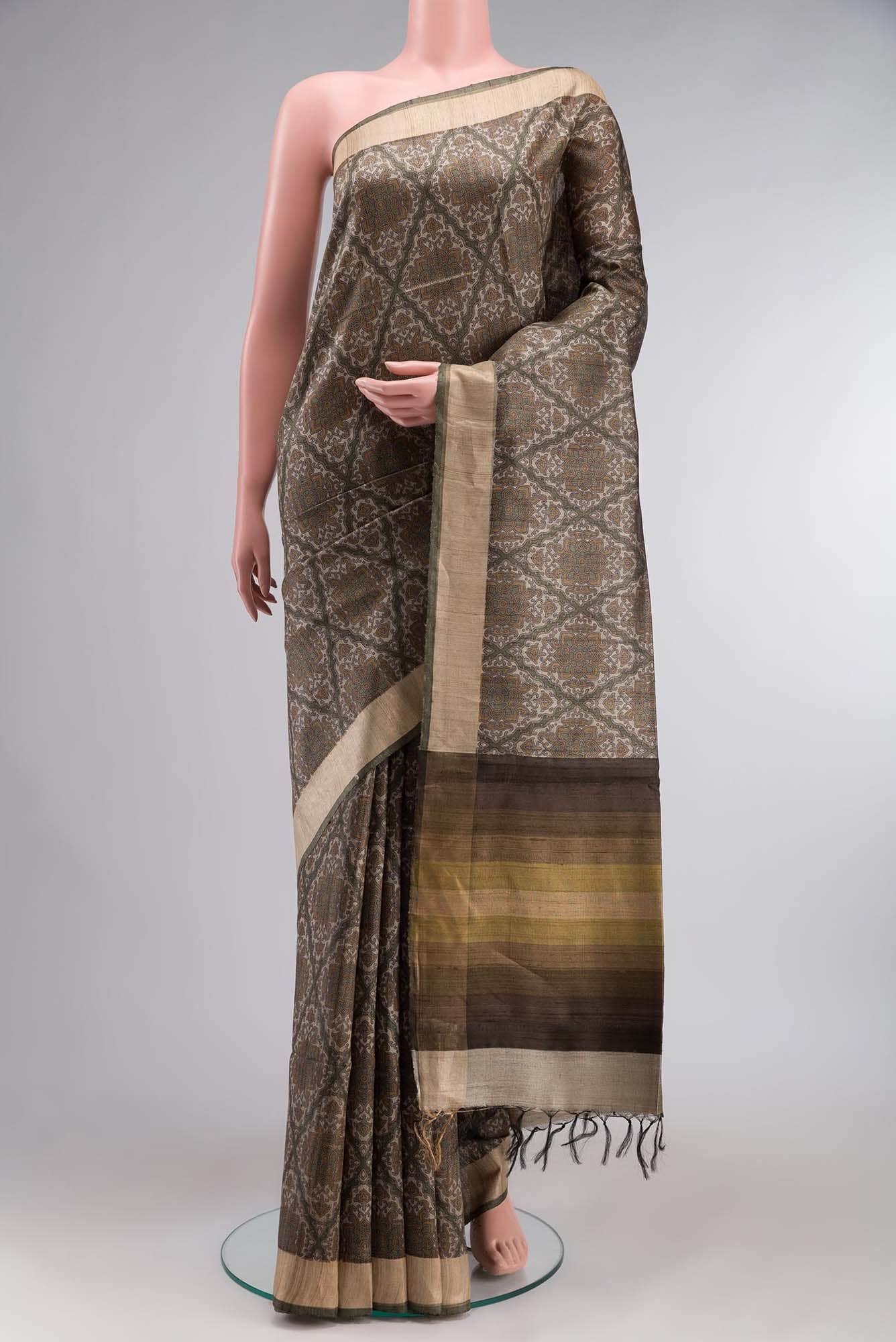 Green Bhagalpuri Tussar Silk Saree