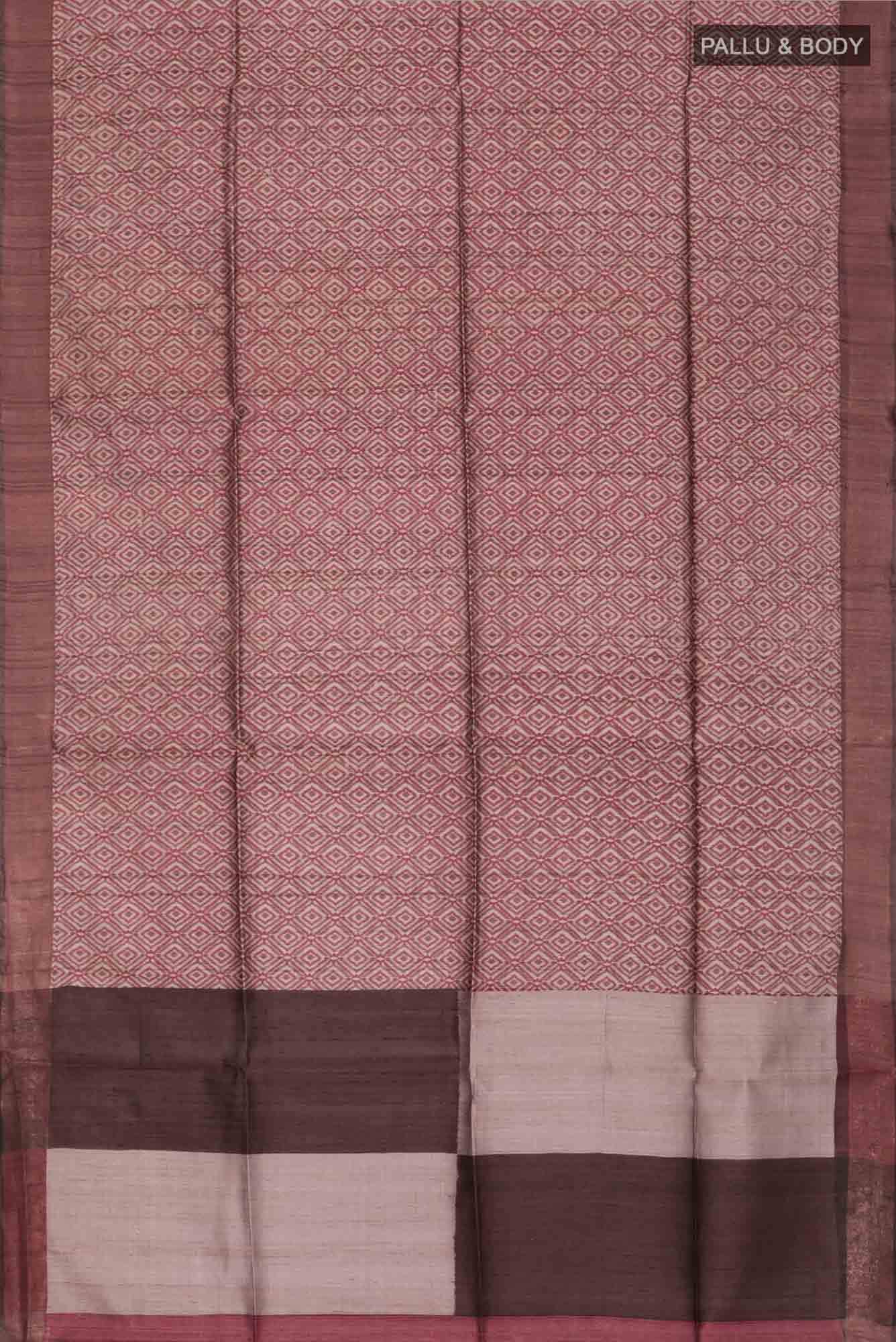 Brown Bhagalpuri Tussar Silk Saree